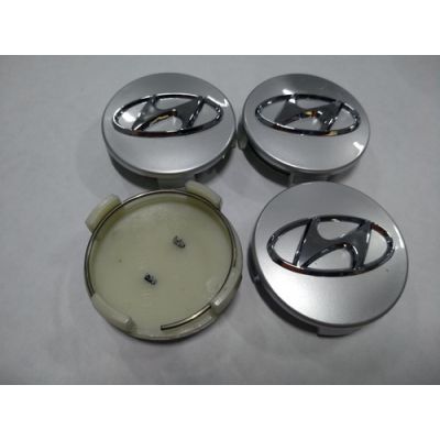 купити Колпачок в диск HYUNDAI 60мм 3D серебрянный+белая основа для дисків
