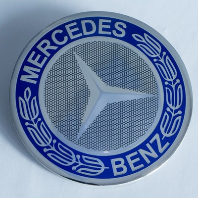 купити Наклейка на диск Mercedes D56 мм алюминий, выпуклый (Серебристый логотип на синем фоне) для дисків