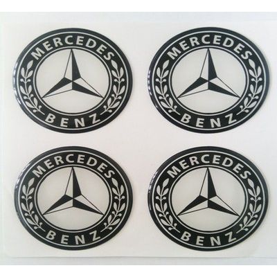 купити Наклейка на диск Mercedes D60 мм cиликон (Белый логотип на черном фоне) для дисків