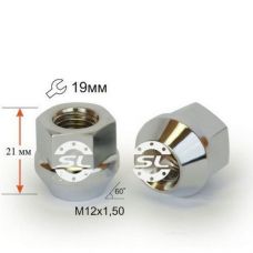 Аксессуары Гайки 12х1,5 L21 открытая 19 ключ Хром