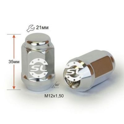 купити гайки для дисків Гайки 12х1,5 L35 Конус Хром 21 ключ