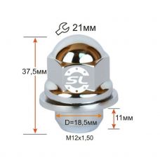 Аксессуары Гайки 12х1,5 L37,5 21 ключ с шайбой полукруглая (Mitsubishi/Toyota/Lexus)