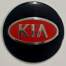 Наклейка на диск Kia 56 выпуклый (Красный логотип на черном фоне)