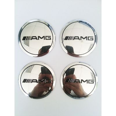 купити Наклейки AMG D56 мм (Черный логотип на хромированном фоне) для дисків