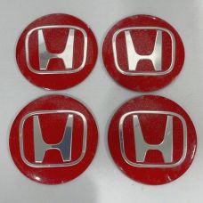 Аксессуары Наклейки Honda D56 мм алюминий (Хромированный логотип на красном фоне)