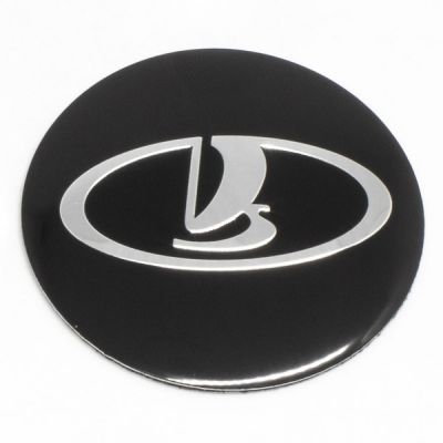 купити Наклейки LADA D56 алюминий (Серебристый логотип на черном фоне) для дисків