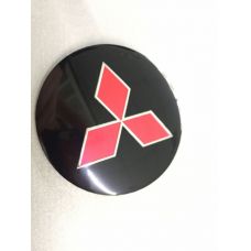 Аксессуары Наклейки Mitsubishi D56 алюминий (Красный логотип на черном фоне)