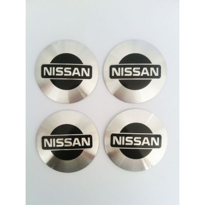 купити Наклейки Nissan D56 алюминий (Черный логотип на серебристом фоне) для дисків