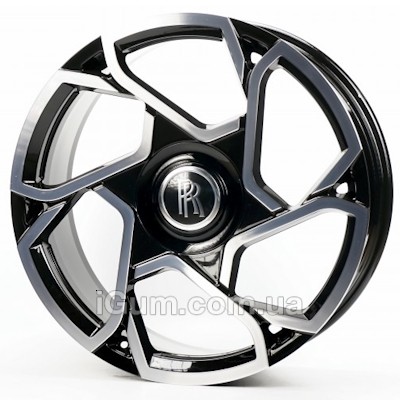 Диски Replica Forged Rolls Royce (RR2325) 9,5x22 5x112 ET35 DIA66,6 (gloss black dark machined face)