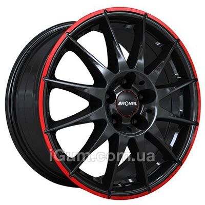 Диски Ronal R54 8x18 5x112 ET35 DIA76 (jet black red rim)