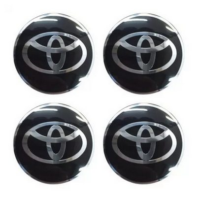 купити Наклейка на диск Toyota D56 мм алюминий, выпуклый (Серебристый логотип на черном фоне) для дисків
